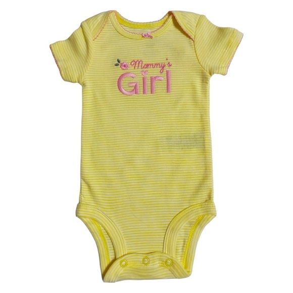 Yellow Striped Mommy’s Girl Short Sleeve Onesie - Picture 1 of 3